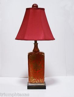 Vintage Gold Gilt Red Porcelain FREDERICK COOPER Table Lamp Wood Base 