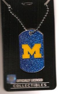 New Michigan Wolverines M Logo Glitter Dog Tag Necklace
