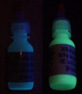   Dragon Ink (2 Big 1oz bottles) Invisible Yellow & Blue UV Tattoo Ink