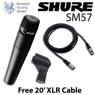 Shure SM57 Mic Instrument Microphone SM 57 w/ Clip, Free 20 ft. XLR 