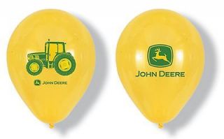 John Deere Yellow Balloons with Logo and Tractor Design (pack of 6 