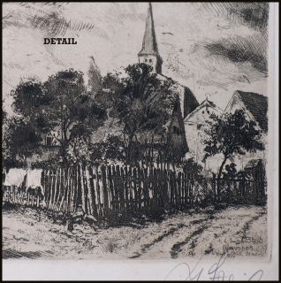 Vintage Etching STEIB, Josef German County Church with Fench Dated 