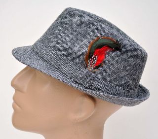 Mens Womens Unisex Gray Fedora Trilby Hats Caps Panama Golf Feather 