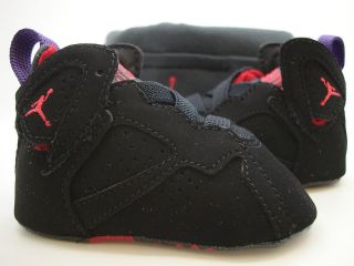   ] Infants Baby Crib Air Jordan 7 Retro Raptors Black Red Purple Soft