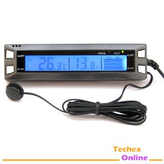 Super Car LCD DC 12V Digital Alarm Temperature Thermometer Battery 