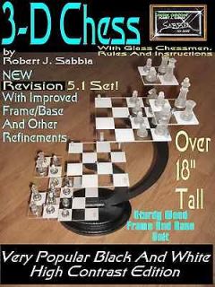 Star Trek Type 3 D Chess Set With GLASS Chessmen, Instructions and 