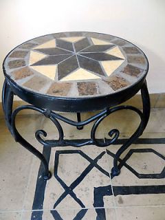 Ethnic bent leg Iron flowerpot / lamp / Tea table stand with mosaic 