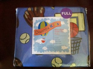 Divatex Kids Sheet Set/Fabric Sports FULL Football/Baseb​all 