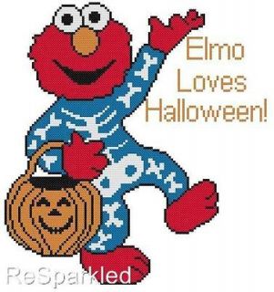 Counted Cross Stitch Pattern COLOR Elmo Halloween Skeleton Costume 
