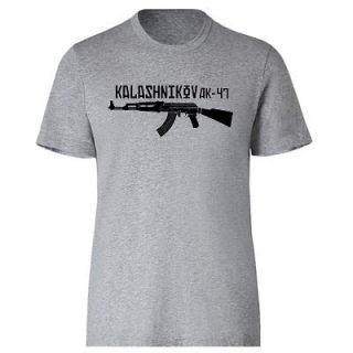 Kalashnikov AK 47 Gray Shirt S   5XL Rebel Punk Soviet Russian Gun 