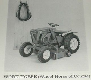 1964 Wheel Horse advertisement, lawn tractor, horse collar, riding 