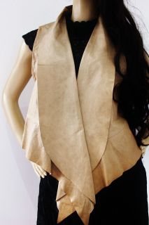 Karen Millen Taupe Waistcoat Leather Waterfall Gilet Sleeveless Jacket 