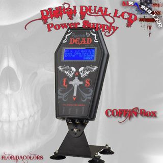   Digital DUAL Tattoo Power Supply COFFIN Box Machine Set LCD USA Seller