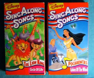 set of 2 Disney Sing Along Songs LION KING & POCAHONTAS VHS Colors of 