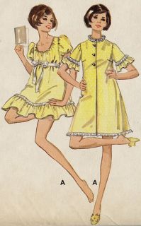 60s Vintage Sewing Pattern Butterick 5518 Robe & Night Gown 34B baby 