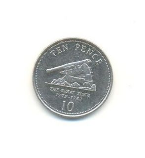 10p coin gibraltar 2009 great siege gun war issue used