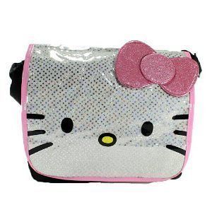 NEW Sanrio Hello Kitty White and Pink Glitter Messenger Bag tote 