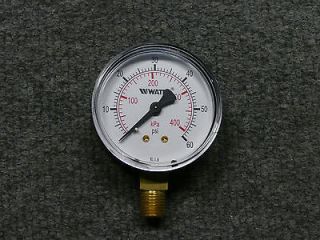 Watts Pressure Gauge Watts   DPG1 21/2 0 60, 0615609, 0 60 PSI, Bottom 