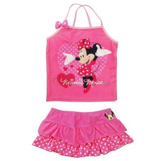 Girl Kids Minnie Mouse Swimsuit 2PCS Tankini Mini Skirt Swimming 