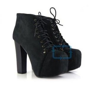 Ladies 4 Color Lita platforms high heels Lace Up Ankle shoes boots 5.5 