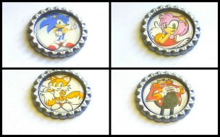 Sonic,Tails,Am​y or Eggman Bottlecap Badges UK Seller 1st Class Post