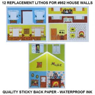   WALL LITHOS FOR FISHER PRICE LITTLE PEOPLE 952 HOUSE 3 PAGES NEW