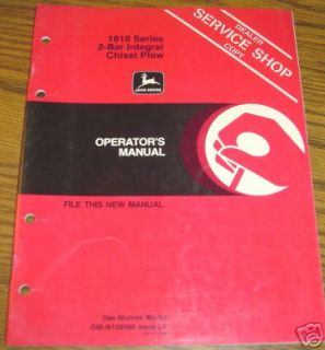 John Deere 1610 2 Bar Chisel Plow Operators Manual jd