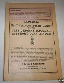 1931 Case Osborne No.7 Conveyor Bundle Carrier Manual