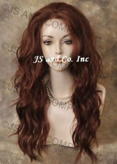 heat ok realistic lace front wig long wavy copper red