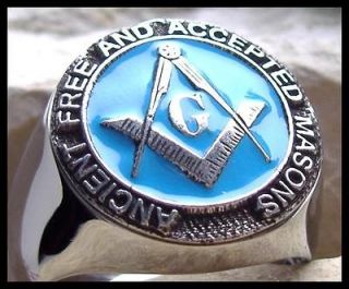   SIZE 11.5   ACCEPTED MASON RING MASONIC BLUE LODGE STEEL SILVER   D70