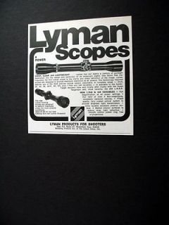 Lyman Scopes Hunting Gunsight Scope 1974 print Ad