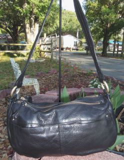 sigrid olsen black leather satchel handbag purse