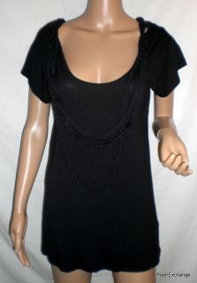   Outfitters Silence & Noise Black Rope Deep Neckline Long Top Size XS