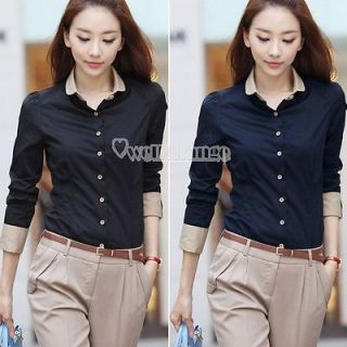 W3LE NEW Korea Women Long Sleeve Work Blouse/ Shirts/ Tops 4 Sizes 2 