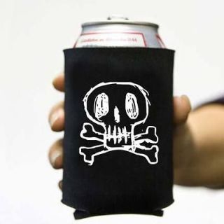 Sketchy Skull and Bones Pirate Beer Pop Can Koozie Koolie Cooler 