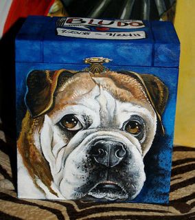   hand painted portrait memorial Lrg Wood box for Pet URN ashes DOG PETS
