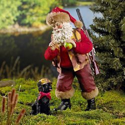 10 hunting fabriche santa with dog kurt adler new box