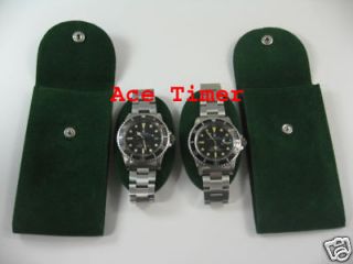 Pack of 2 Green Velvet Watch Pouch w/ Divider Fit Rolex & Others 
