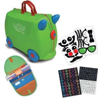   & Doug 5404 Trunki Jade (Green) Rolling Kids Luggage & Saddlebag