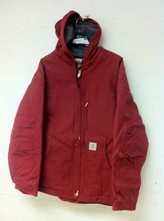Carhartt Duck Active Fleece Jacket   Fleece Lined C68 Red Large