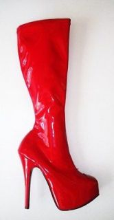 Red Stretch Patent Knee High Wonder Woman Supergirl Costume Boots size 