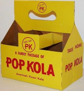 Old soda pop bottle carton POP KOLA Just say PK unused new old stock n 