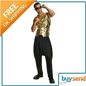 Gold Rapper Mc Hammer Vest 80S 90S Fancy Dress Costume   One Size Fits 