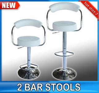New White Set Of 2 Counter Pub Kitchen Bar Stool Adjustment BarStool 