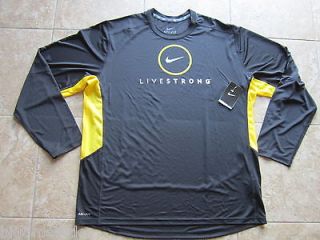 MENS NIKE LIVESTRONG DRI FIT LANCE ARMSTRONG BLACK TRAINING TOP SzL 