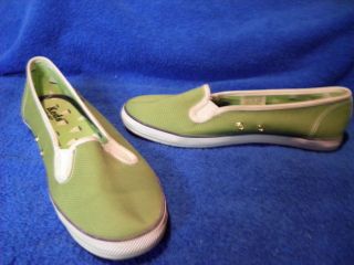KEDS LIME GREEN BOAT SHOES TENNIS SIZE 7 SLIP ON VERY GOOD CONDITION