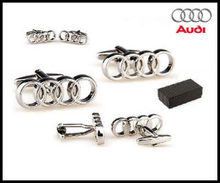 Silver Four Audi Rings Motor Car Cufflinks Complete with Gift Box 