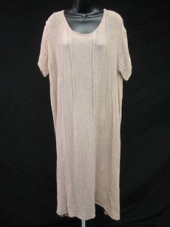 NWT KRISTA LARSON Pale Purple Cotton Gauze Rippled LongShift Dress OS 