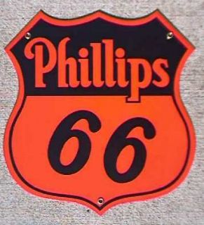 phillips 66 orange and blk porcelain overlay meta sign time
