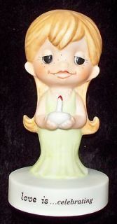   Love is celebrating Hand Painted Porcelain Figurine by Kim   1970